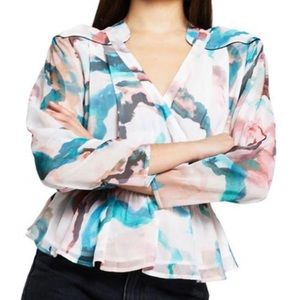 🤍 River Island Blue & Pink Peplum Top